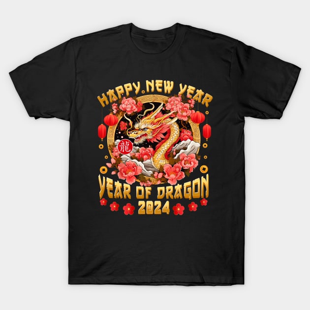 Lunar New Year 2024 Shirt Gifts Chinese Lunar New 2024 Year of The Dragon T-Shirt by Handsley Nguyen